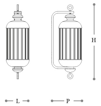 Dimensions of the Fata Morgana Opera Italamp Wall Lamp